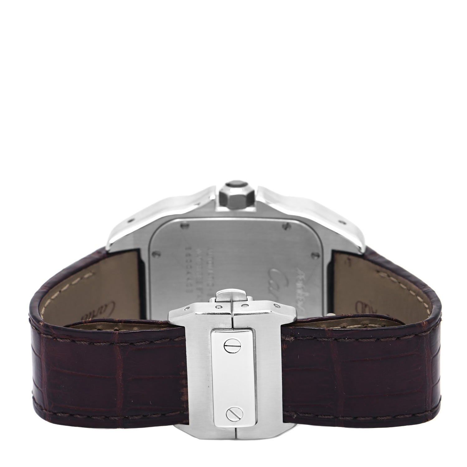 Cartier Stainless Steel Alligator 38mm Santos 100 Automatic Watch Brown 3 of 4