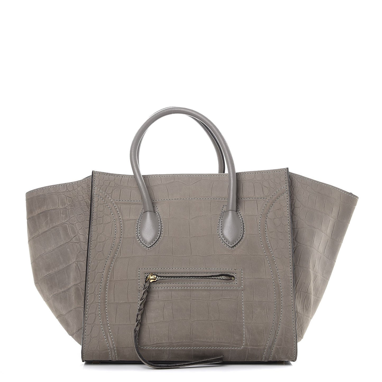 Crocodile Embossed Nubuck Medium Phantom Luggage Grey