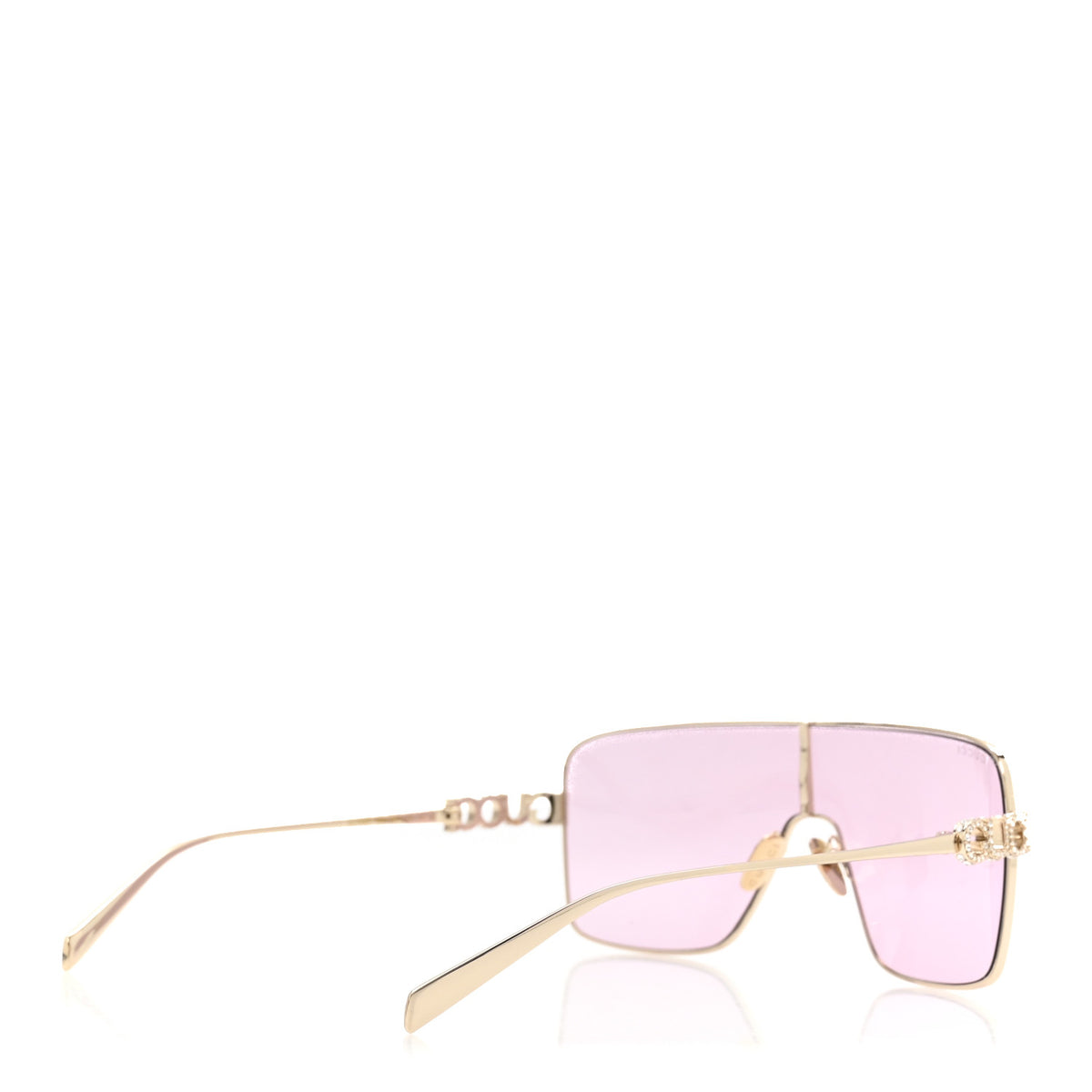 Gucci Metal Crystal Rectangular Frame Sunglasses GG1936S Gold 4 of 7