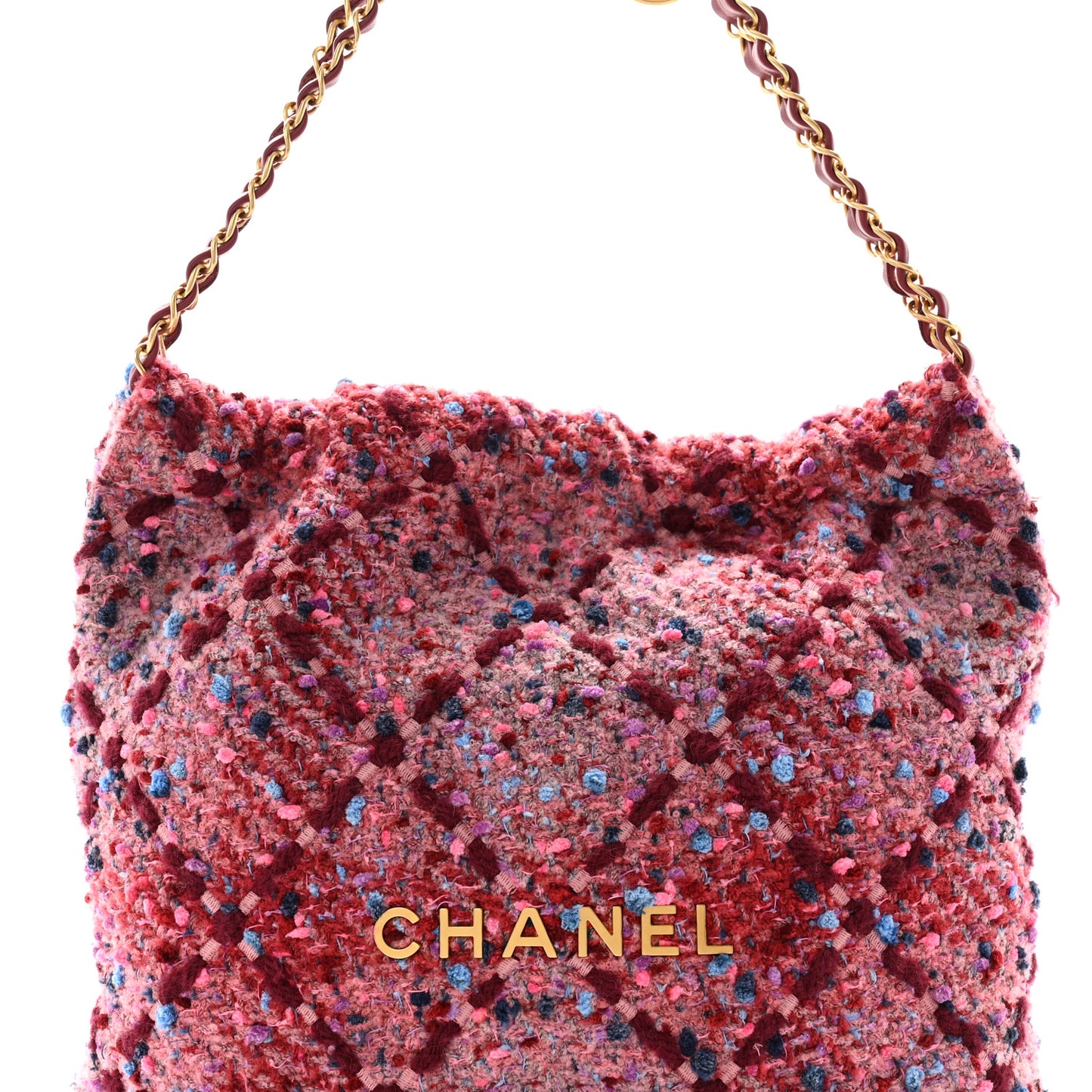 Tweed Quilted Chanel 22 Pink Burgundy