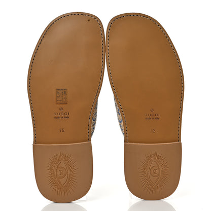 Gucci Raffia GG Monogram Ember Criss Cross Slide Sandals 12 Natural Royale Mystic White 5 of 10