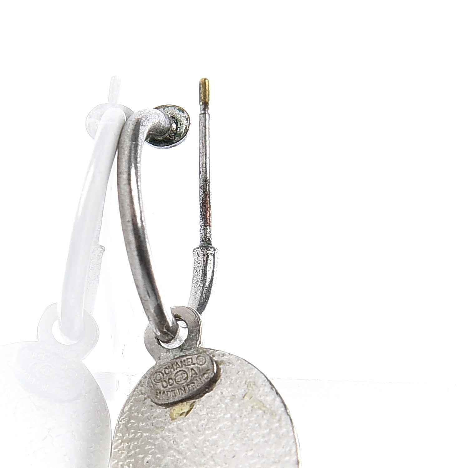 Chanel Gripoix Poured Glass CC Dangle Earrings Silver 4 of 6