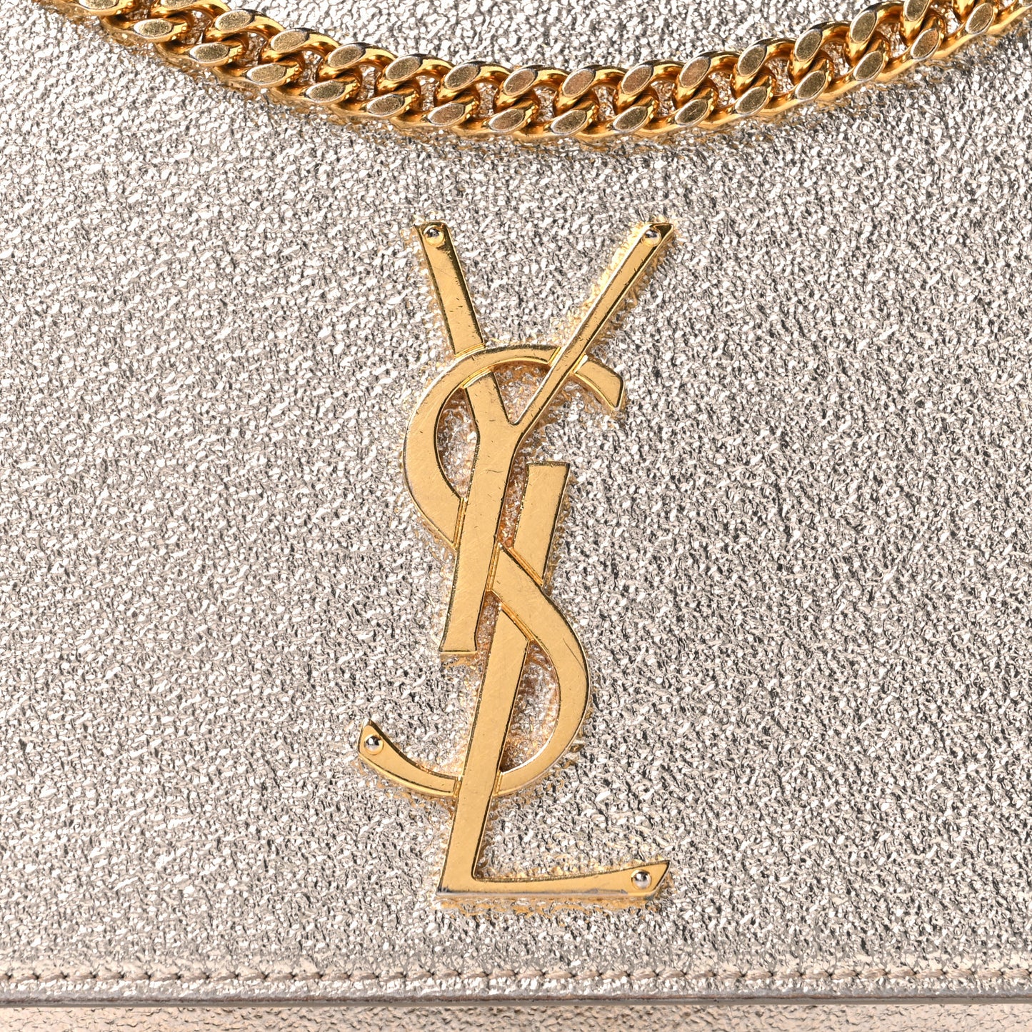 Metallic Calfskin Medium Classic Monogram Kate Satchel Pale Gold