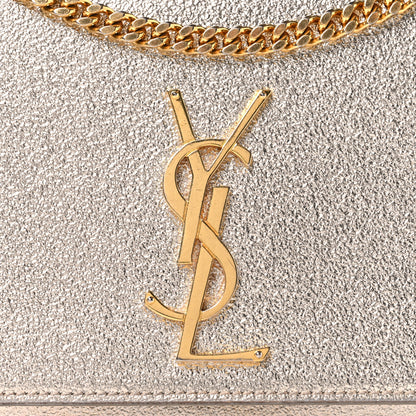 Saint Laurent Metallic Calfskin Medium Classic Monogram Kate Satchel Pale Gold 7 of 10