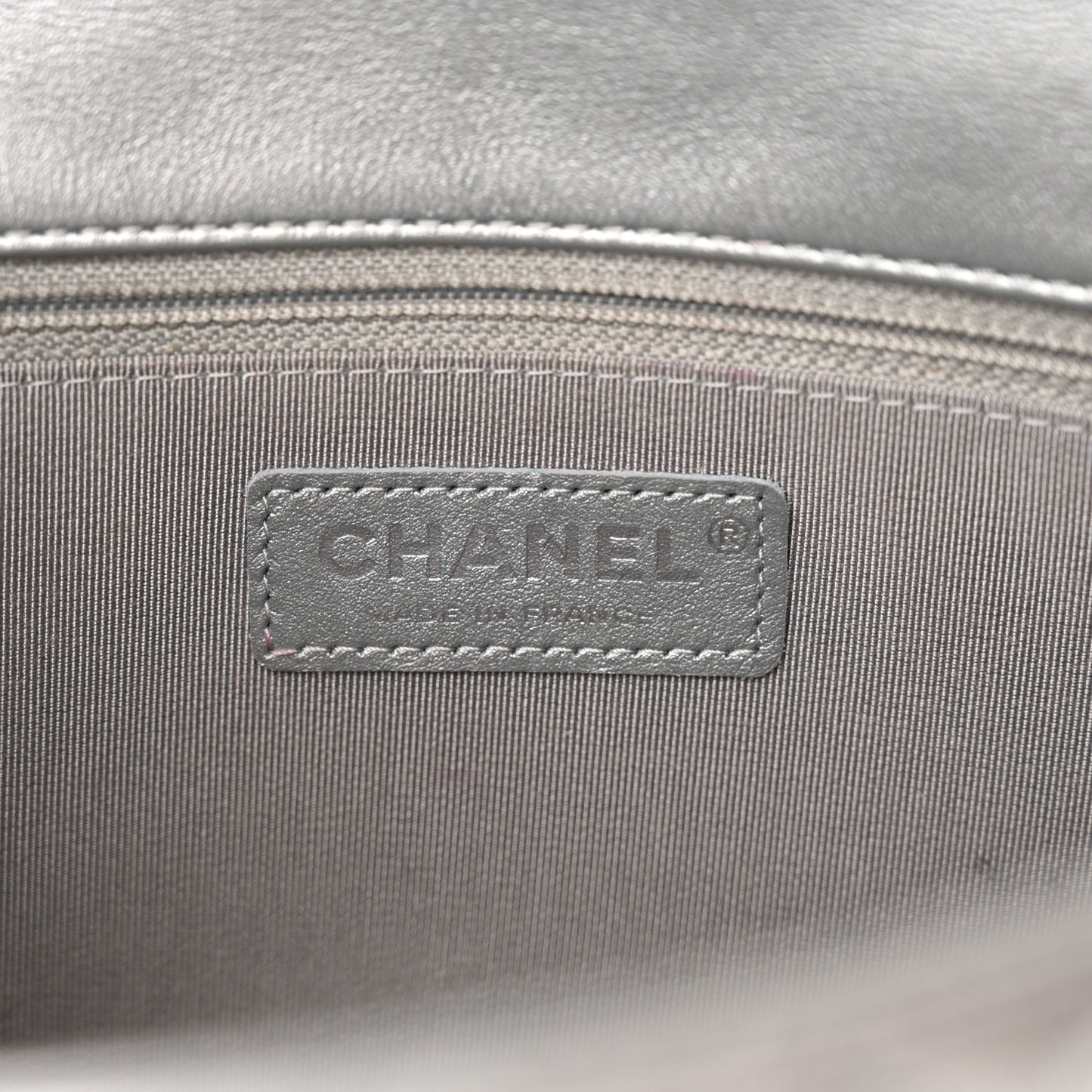 Metallic Lambskin Medium Chain All Over Flap Silver