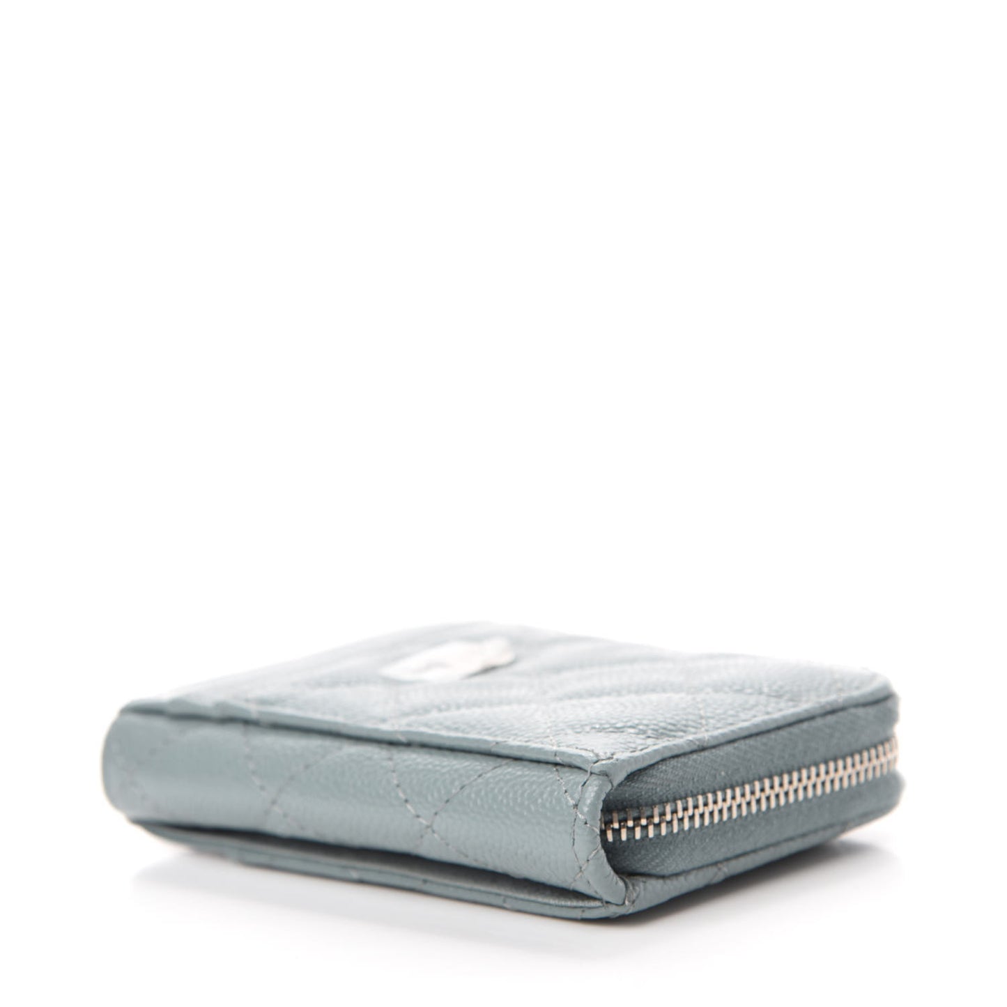 Caviar Quilted Zip Card Holder Light Blue