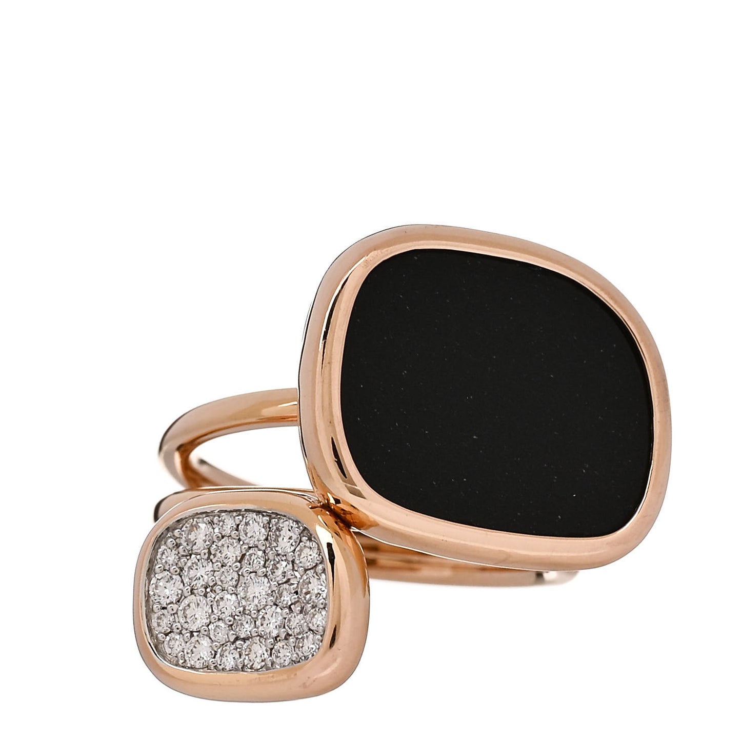 18K Rose Gold Diamond Black Onyx Amphibole Ring 53 6.5