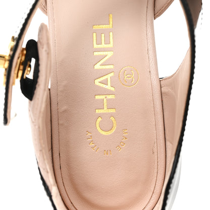 Chanel Patent Lambskin Quilted Cap Toe Ballerina Flats 36 Beige Black 8 of 10