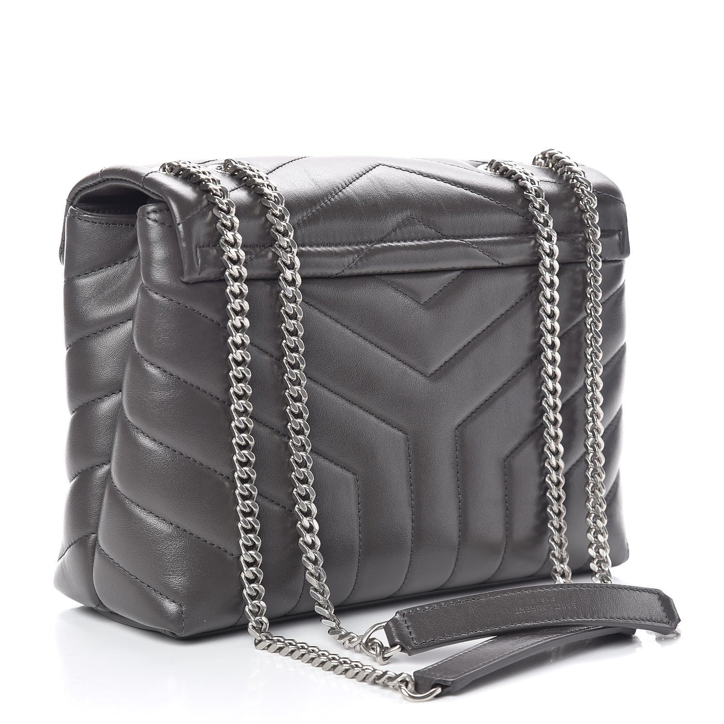 Calfskin Y Quilted Monogram Small Loulou Chain Satchel Asphalt