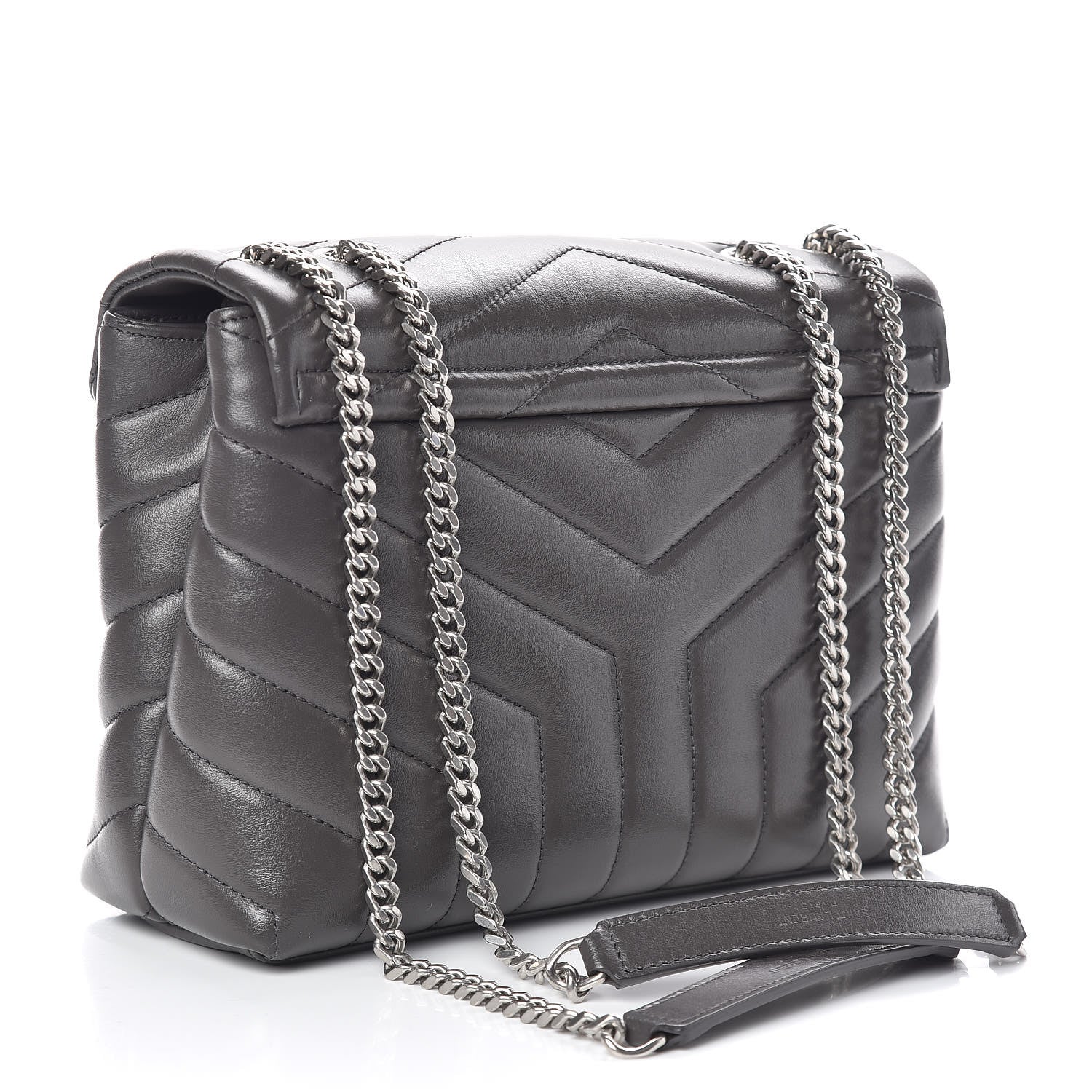 Saint Laurent Calfskin Y Quilted Monogram Small Loulou Chain Satchel Asphalt 3 of 10