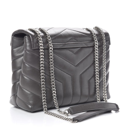 Saint Laurent Calfskin Y Quilted Monogram Small Loulou Chain Satchel Asphalt 3 of 10