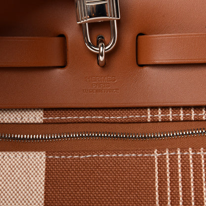 Hermes Vache Hunter Toile H Vibration Herbag Zip Retourne 31 PM Fauve Ecru Beige 10 of 12