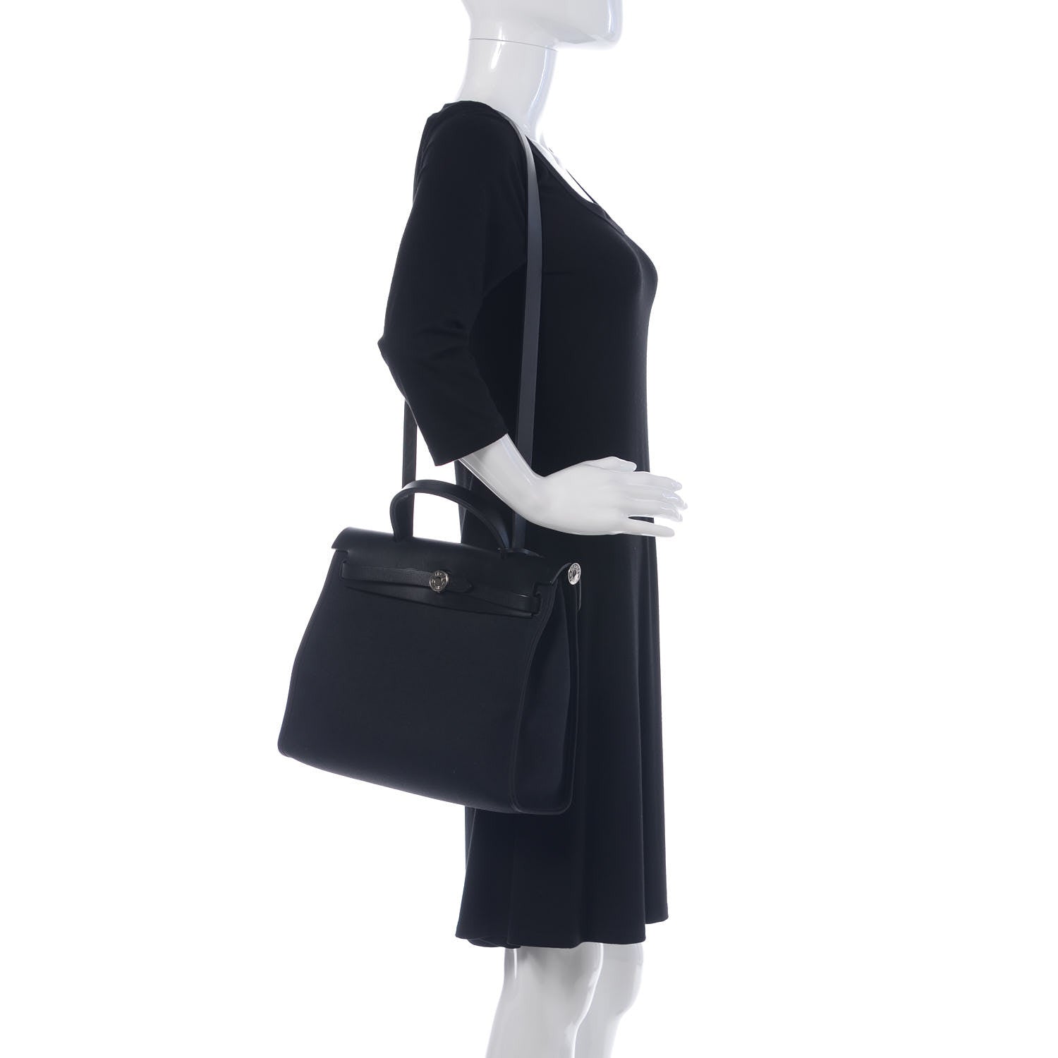 Hermes Military Toile Vache Hunter Herbag Zip PM 31 Black 2 of 11