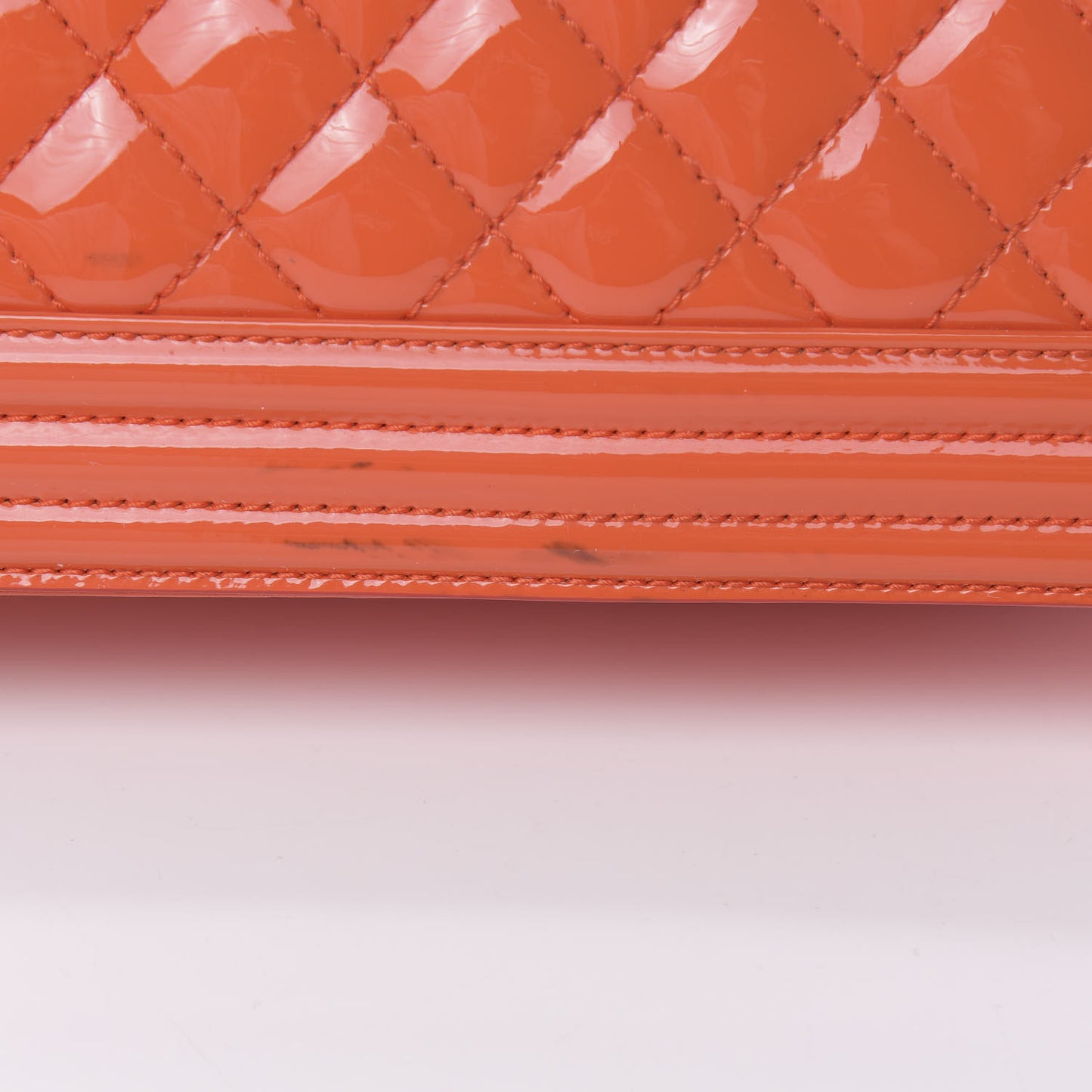 Patent Quilted Medium Boy Flap Orange