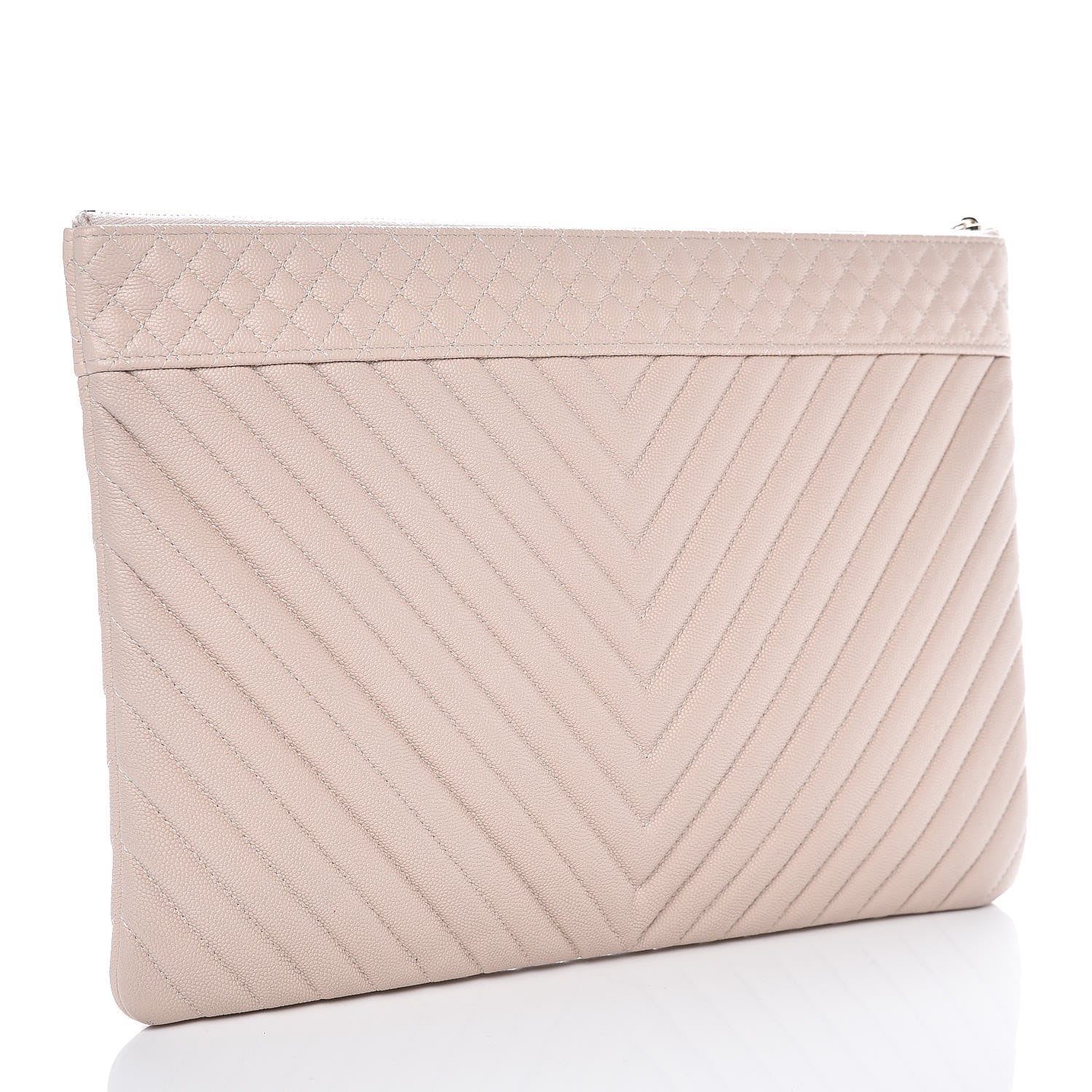 Chanel Caviar Chevron Quilted Large Cosmetic Case Light Pink 3 of 8