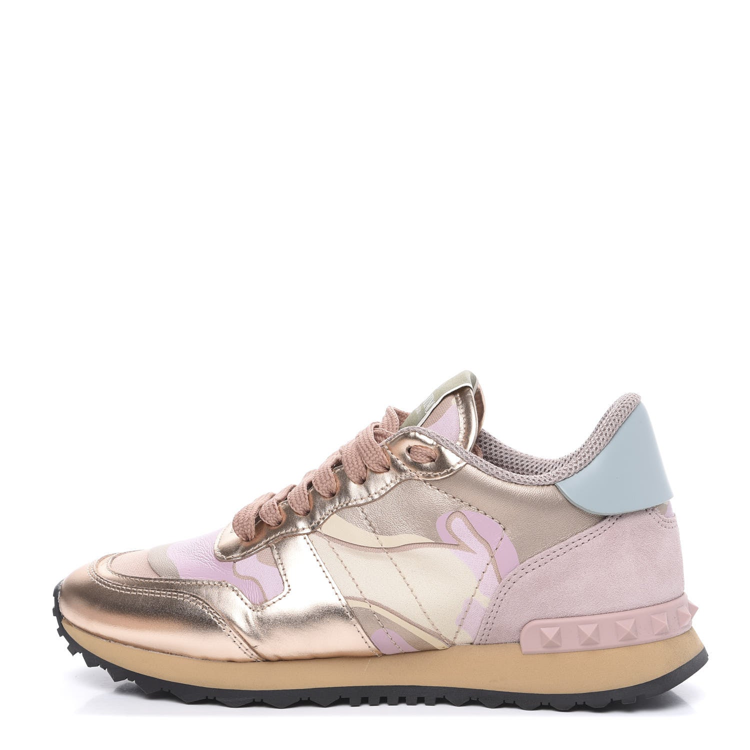 Valentino Garavani Metallic Nappa Suede Camouflage Womens Rockrunner Sneakers 36 Multicolor 1 of 9