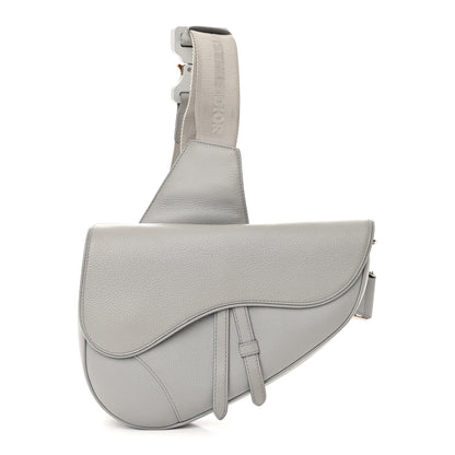 Christian Dior Grained Calfskin Kim Jones Saddle Bag Light Grey 1 of 14