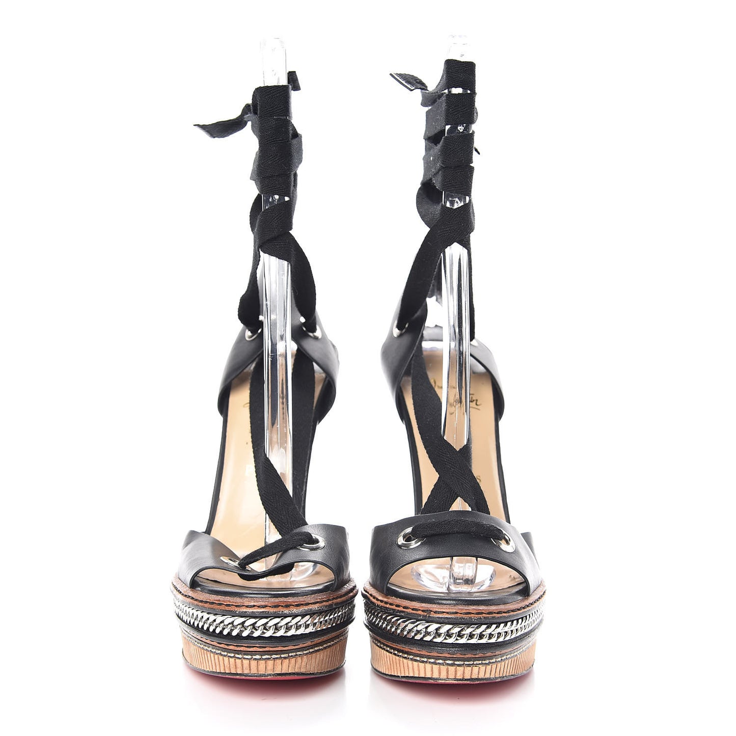 Shiny Calfskin Tribuli 140 Wedge Sandals 40 Black
