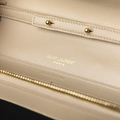Saint Laurent Grain De Poudre Matelasse Chevron Monogram Chain Wallet Nude Powder 7 of 9