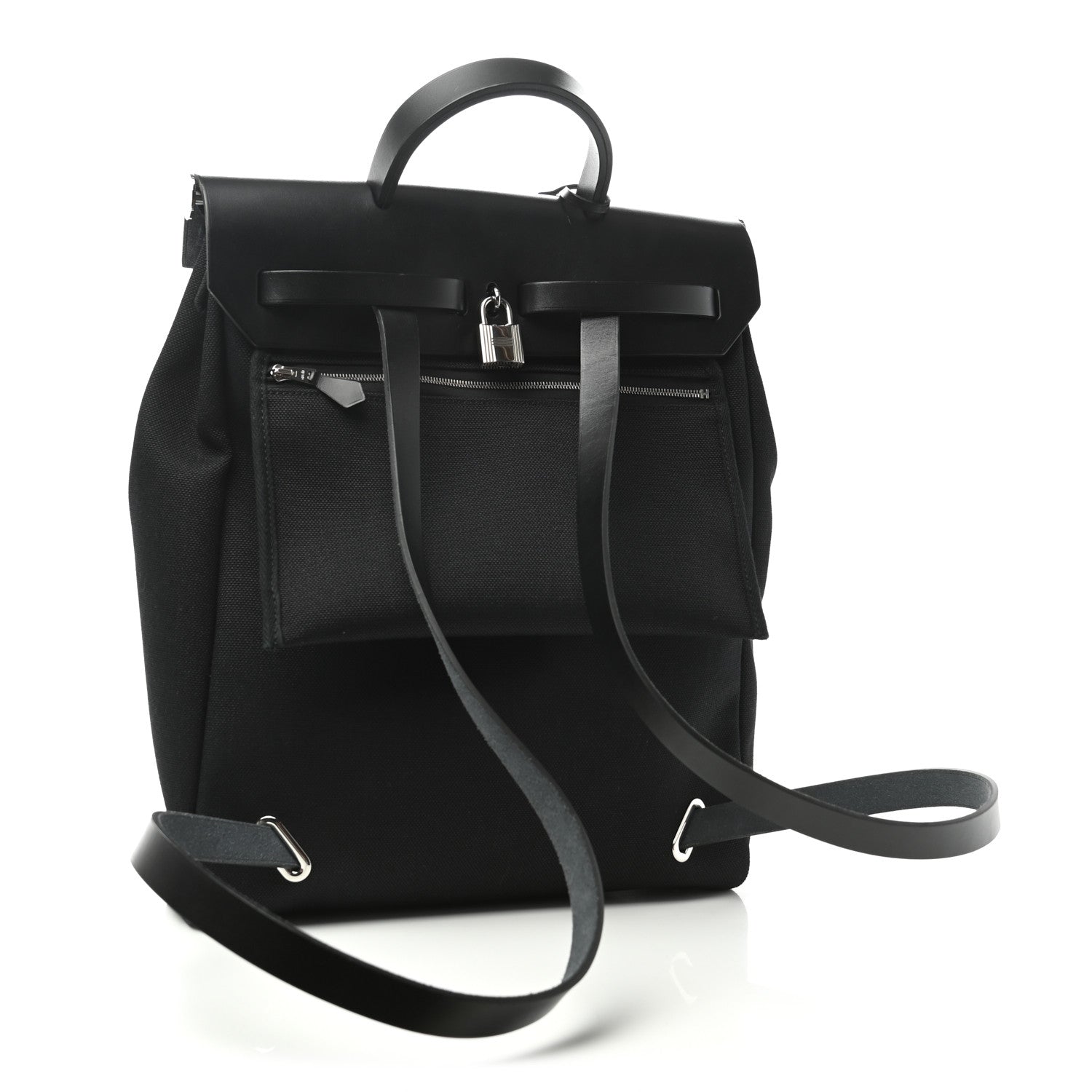 Hermes Military Toile Vache Hunter Herbag a Dos Zip Retourne Backpack Black 3 of 12