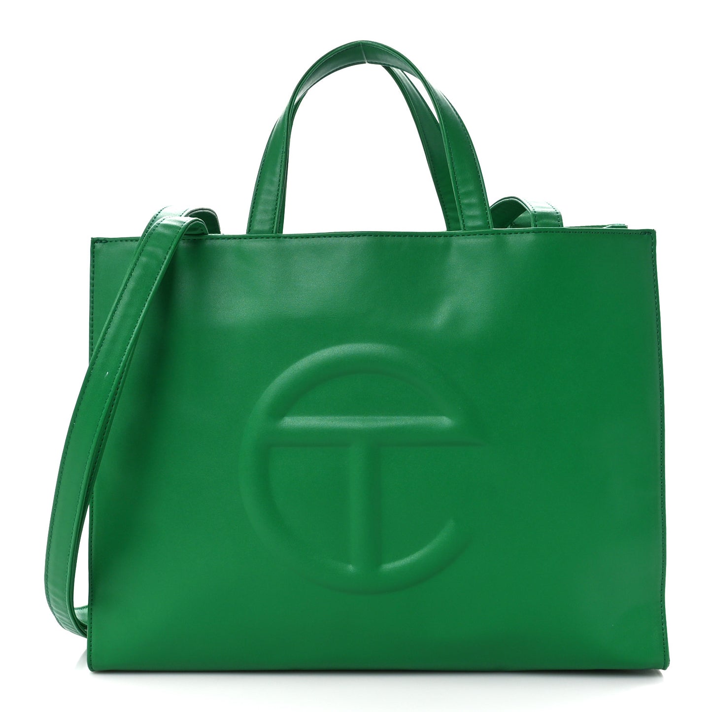 Vegan Leather Medium Shopping Bag Greenscreen