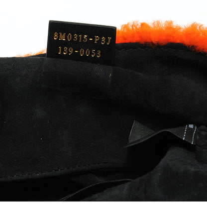 Fendi Shearling Nappa Mini Be Baguette Shoulder Bag Arancio Black 8 of 9