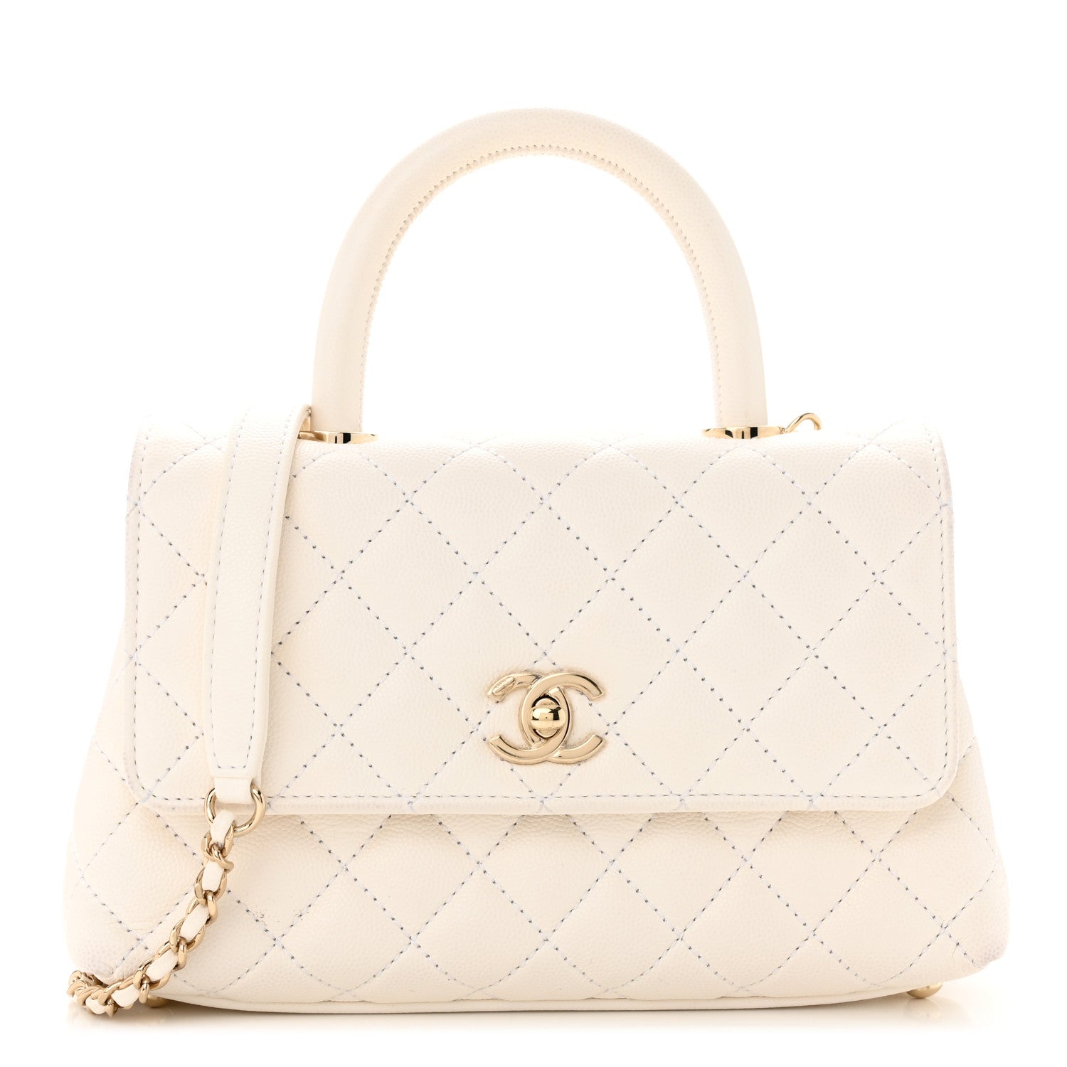 Chanel Caviar Quilted Mini Coco Handle Flap White 1 of 11