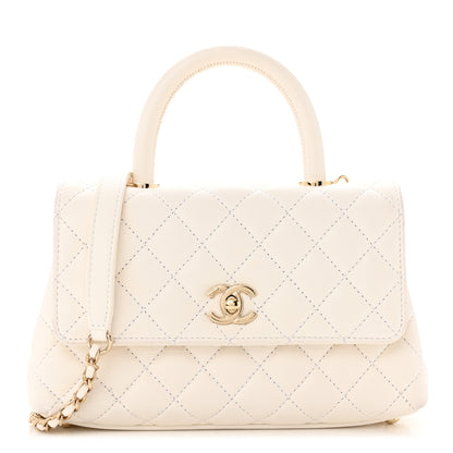 Chanel Caviar Quilted Mini Coco Handle Flap White 1 of 11