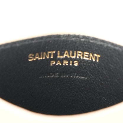 Saint Laurent Grain De Poudre Matelasse Chevron Monogram Credit Card Case Dark Beige 6 of 7