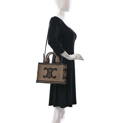 Celine Canvas Calfskin Small Cabas Thais Natural Black 2 of 7
