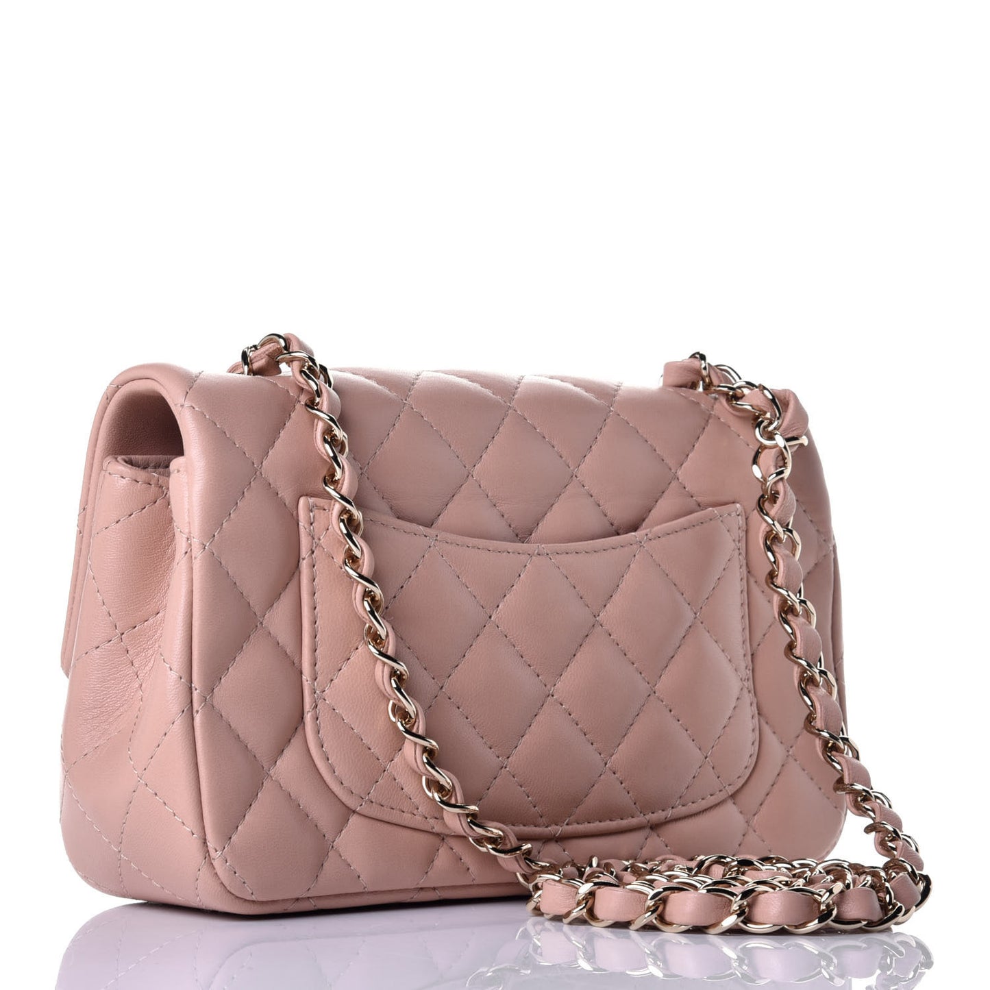 Lambskin Quilted Mini Rectangular Flap Beige