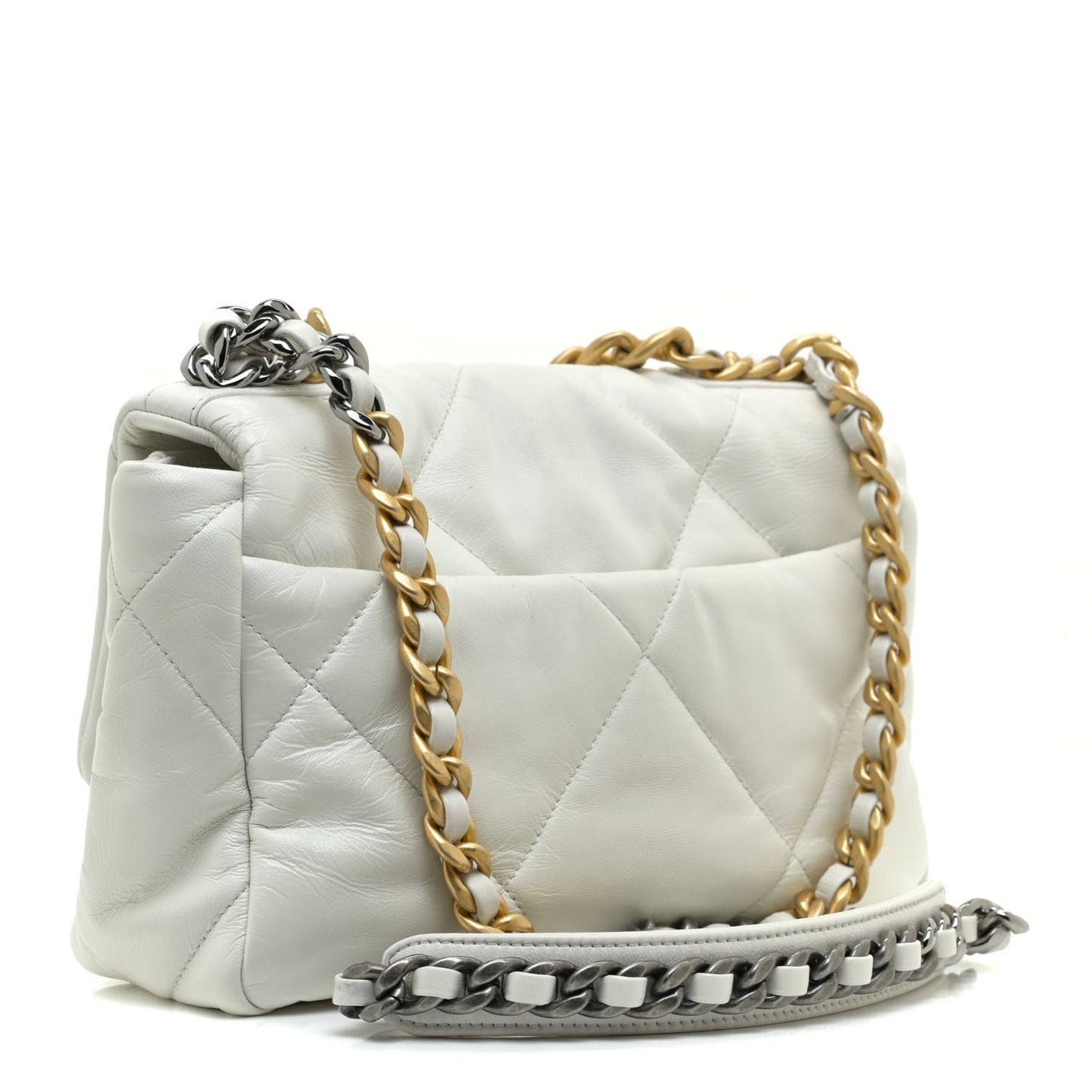 Lambskin Quilted Medium Chanel 19 Flap White