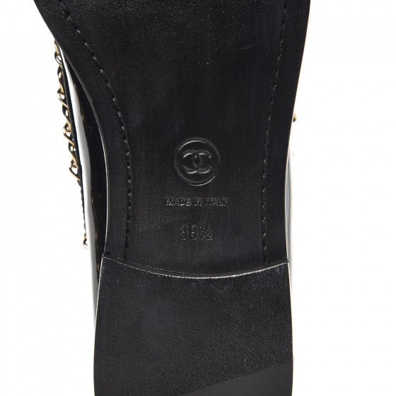 Chanel Patent Calfskin CC Chain Mocassin Loafers 38.5 Black 6 of 9
