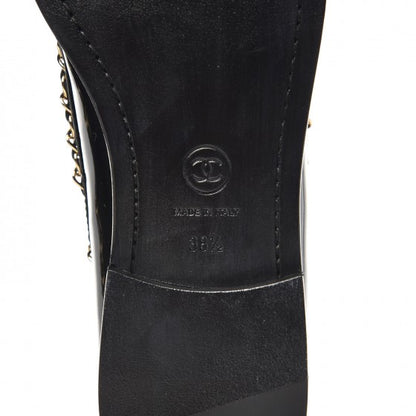 Chanel Patent Calfskin CC Chain Mocassin Loafers 38.5 Black 6 of 9