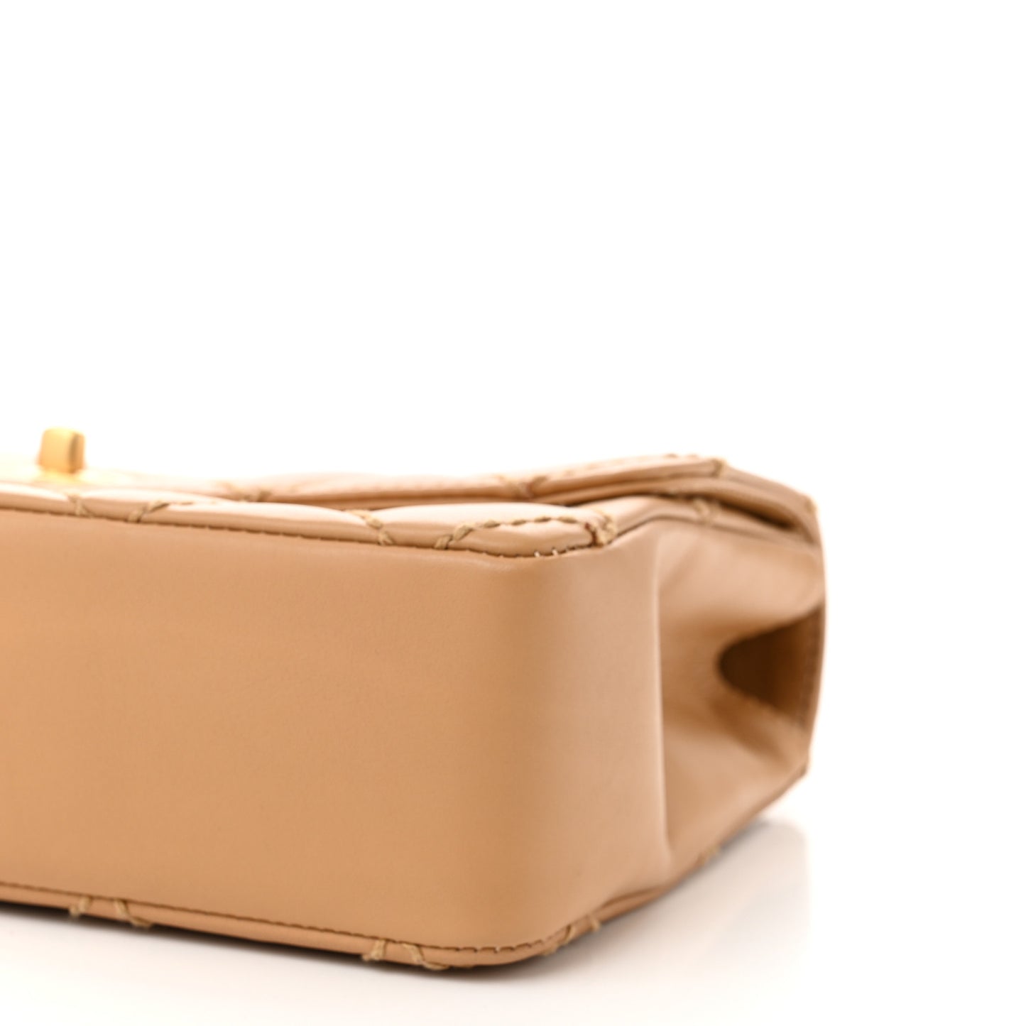 Calfskin Quilted Medium Wild Stitch Flap Beige