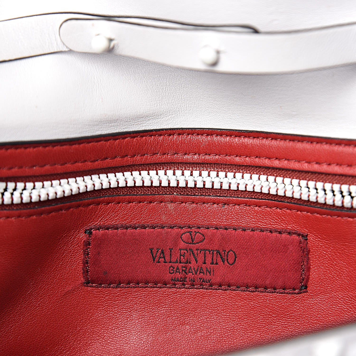 Valentino Garavani Lambskin Free Rockstud Spike Wallet on Chain Optic White 7 of 17
