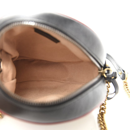 Gucci Azalea Calfskin Matelasse Diagonal Patchwork Mini Torchon GG Marmont Round Shoulder Bag Black Beige Romantic Cerise 5 of 11