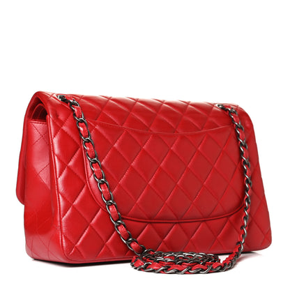 Chanel Lambskin Quilted Jumbo Double Flap Red 3 of 13