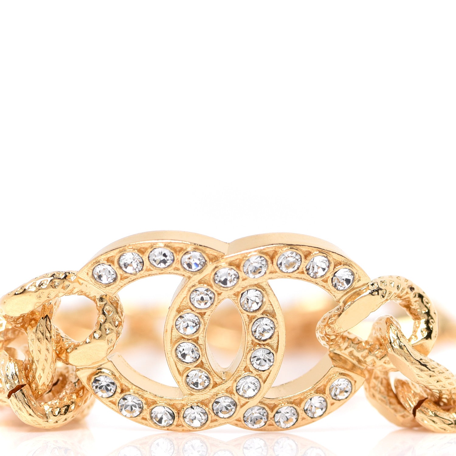Chanel Crystal CC Chain Link Bracelet Gold 4 of 6