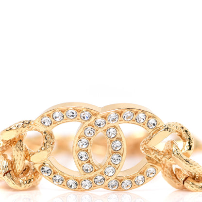 Chanel Crystal CC Chain Link Bracelet Gold 4 of 6