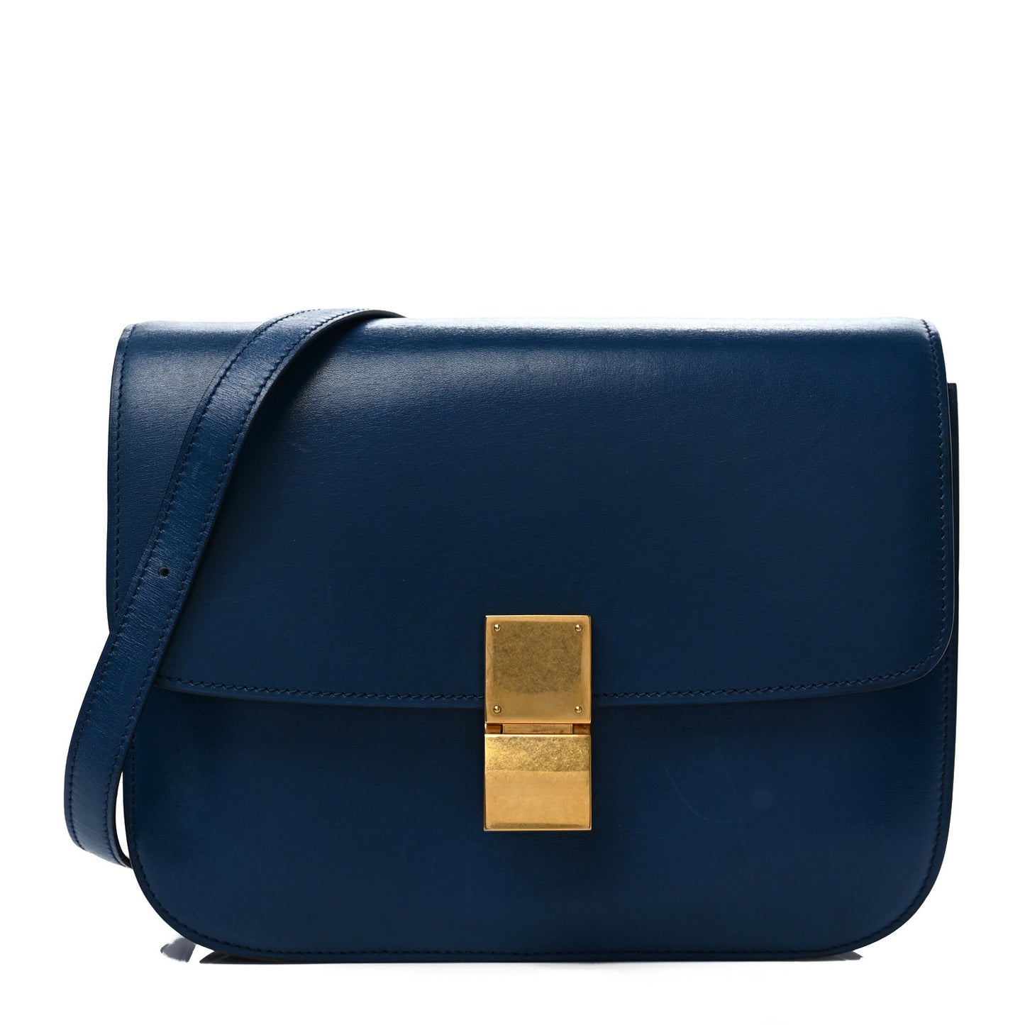 Box Calfskin Medium Classic Box Flap Bag Deepsea