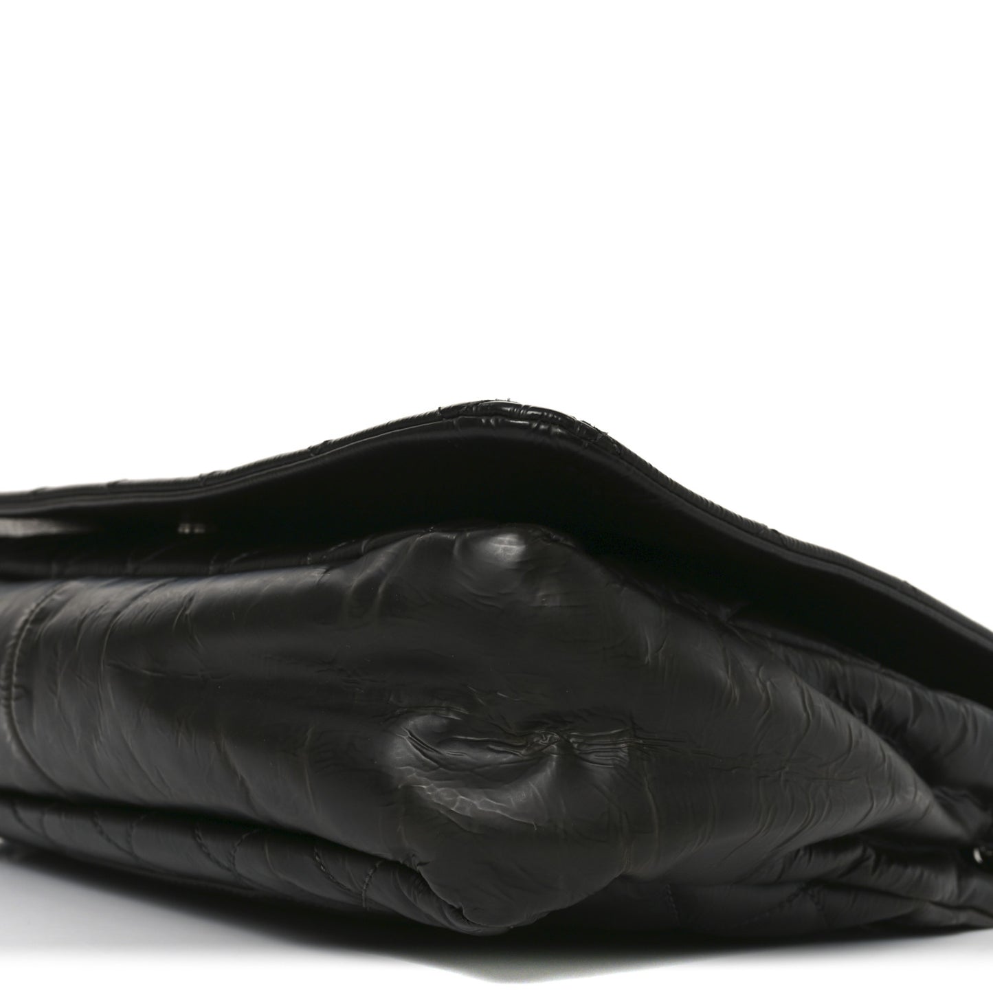 Glazed Calfskin Quilted CC XL Single Flap Black