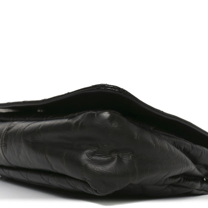 Chanel Glazed Calfskin Quilted CC XL Single Flap Black 10 of 10