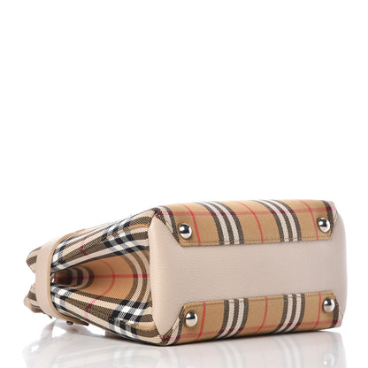 Burberry Goatskin Vintage Check Small Banner Tote Limestone 5 of 10
