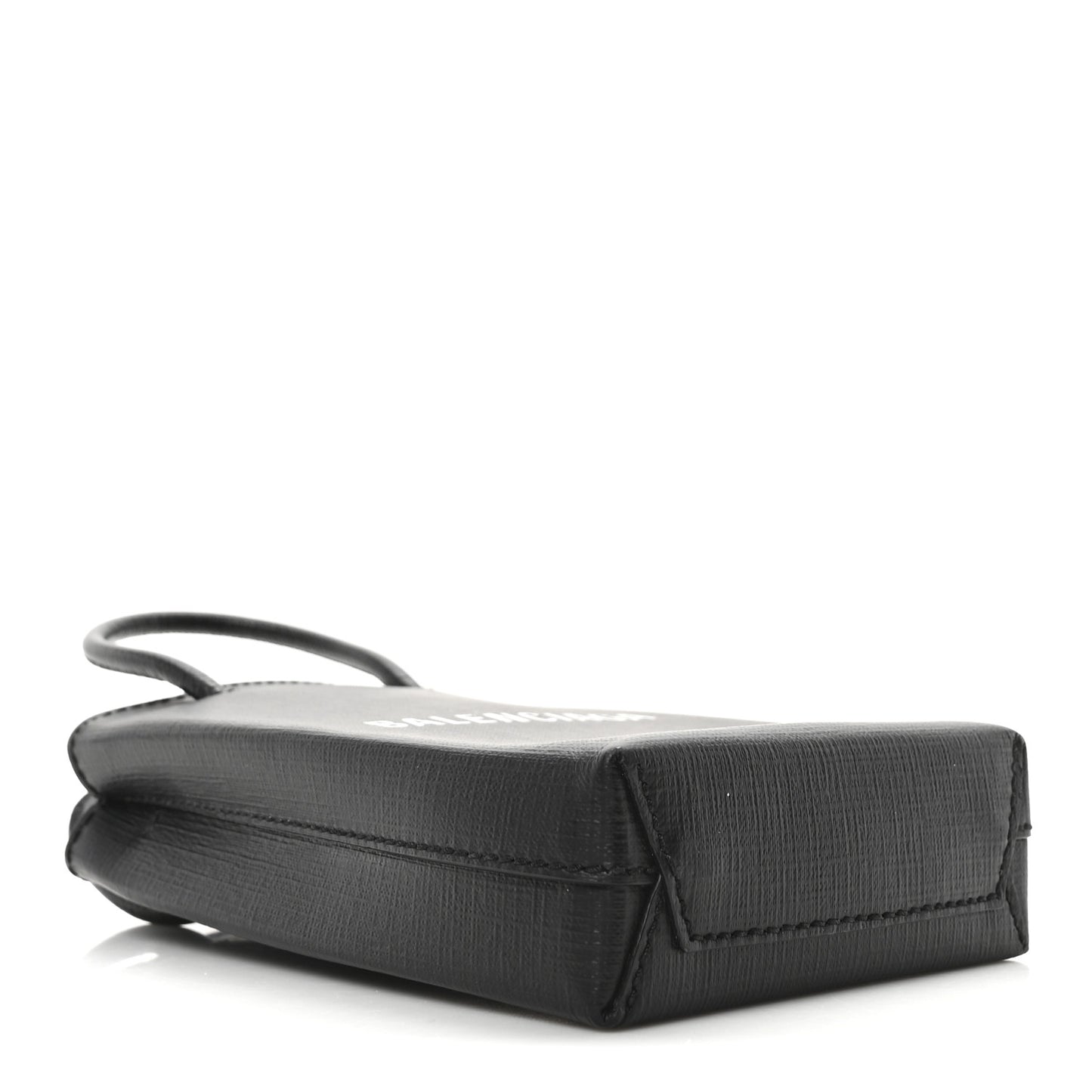 Squared Calfskin Logo Shopping Phone Holder Bag Black