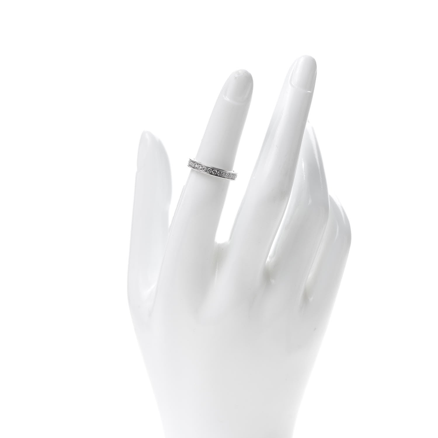 Cartier 18K White Gold Diamond 3.5mm Ballerine Wedding Band Ring 49 4.75 2 of 5