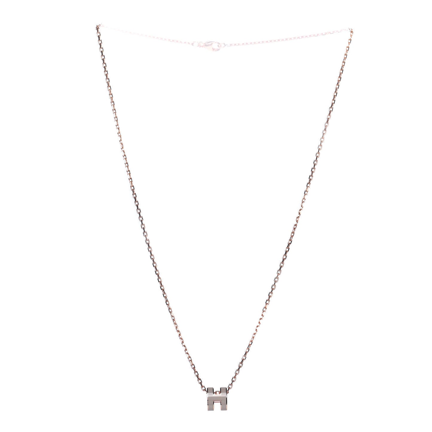 Lacquered Rose Gold Mini Pop H Pendant Necklace Marron Glace