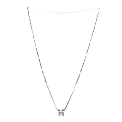 Hermes Lacquered Rose Gold Mini Pop H Pendant Necklace Marron Glace 3 of 4