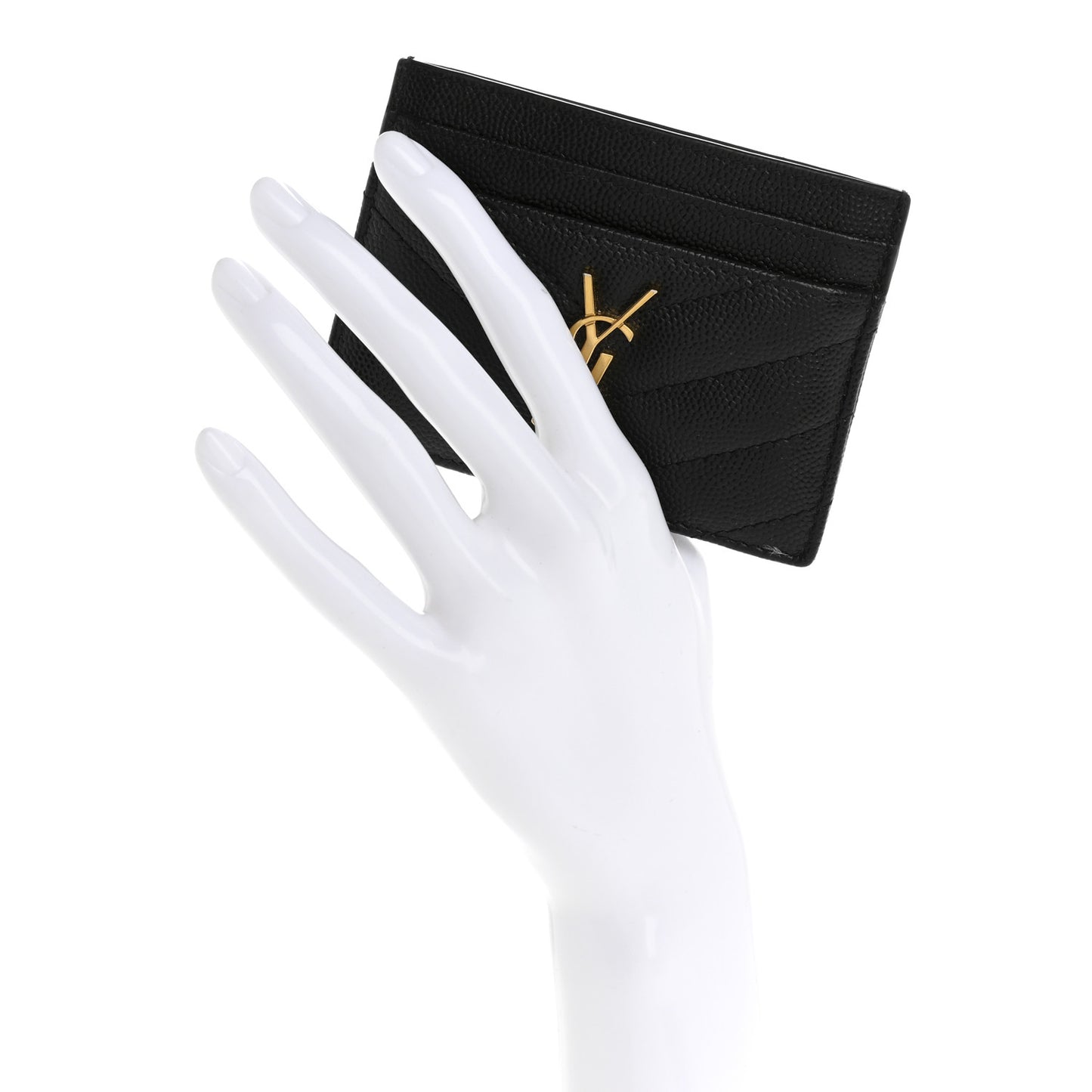 Grain De Poudre Matelasse Chevron Monogram Credit Card Case Black