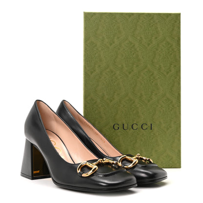 Gucci Malaga Kid Horsebit 75mm Pumps 38 Black 10 of 10